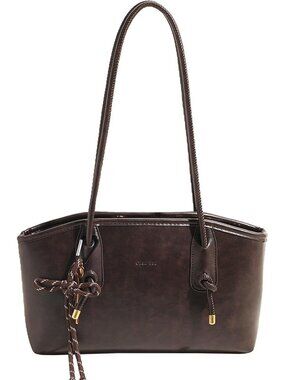 Trendy Vintage Leather Shoulder Bag for Women - Brown Everyday Handbag with